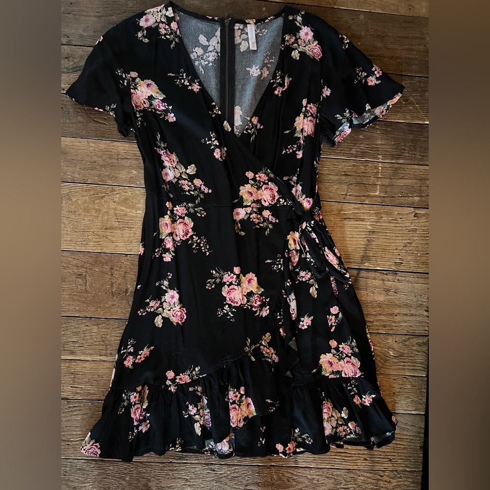 Black floral sun dress